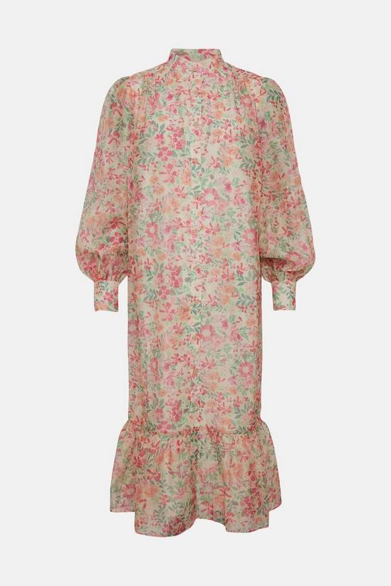 Oasis Ivory Floral Organza Midi Shirt Dress 4
