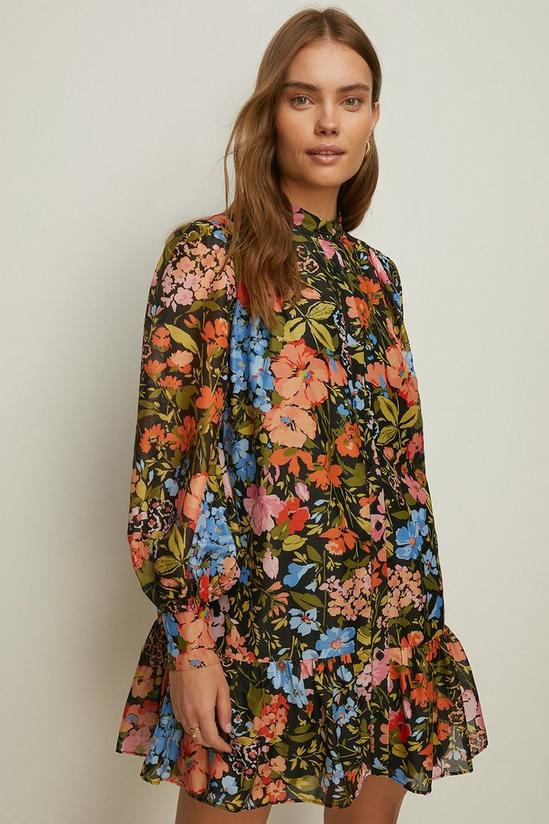 Oasis Floral Organza Mini Shirt Dress 1