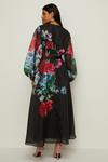 Oasis Placed Floral Organza V Neck Midi Dress thumbnail 3