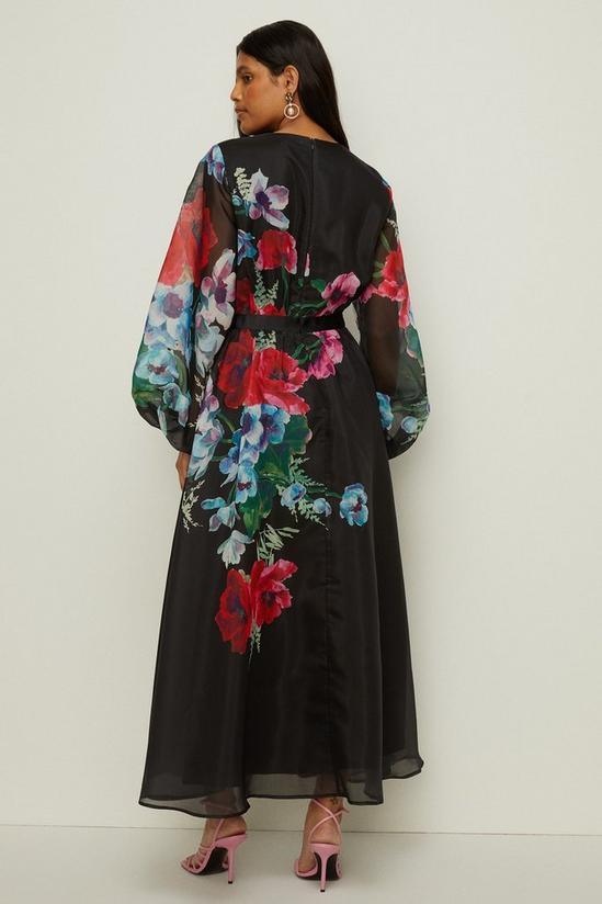 Oasis Placed Floral Organza V Neck Midi Dress 3