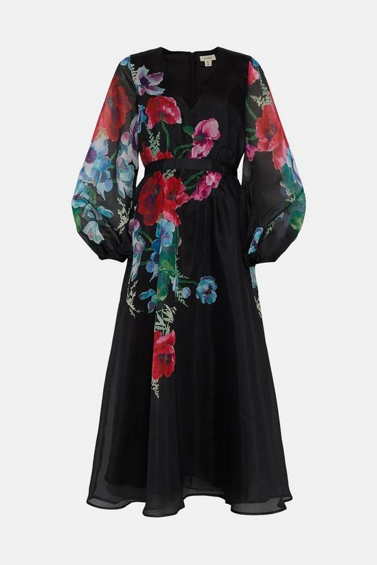 Oasis Placed Floral Organza V Neck Midi Dress 4
