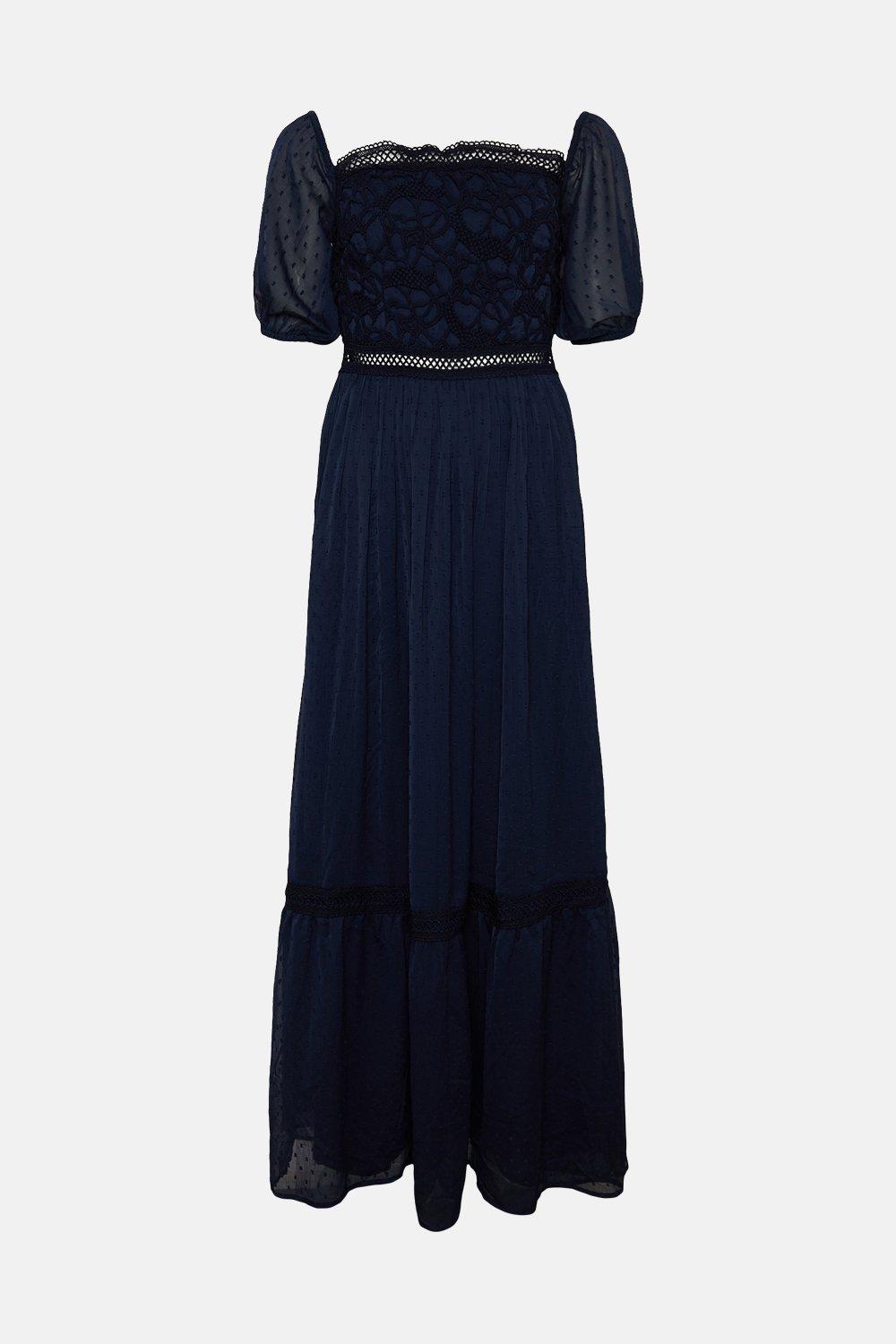 Oasis lace outlet bardot maxi dress