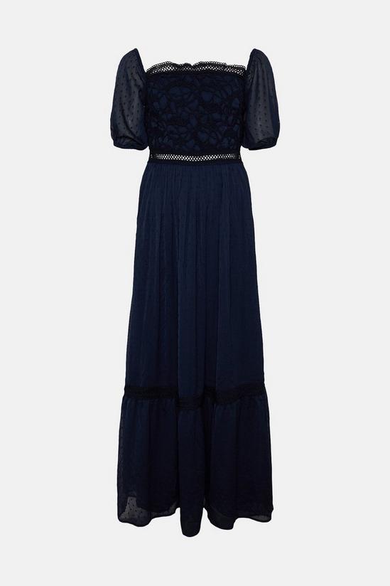 Oasis Lace Trim Dobby Bardot Maxi Dress 4