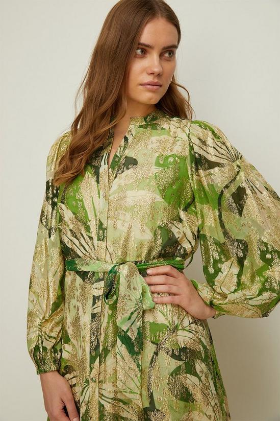 Oasis Rachel Stevens Palm Printed Metallic Dress 2
