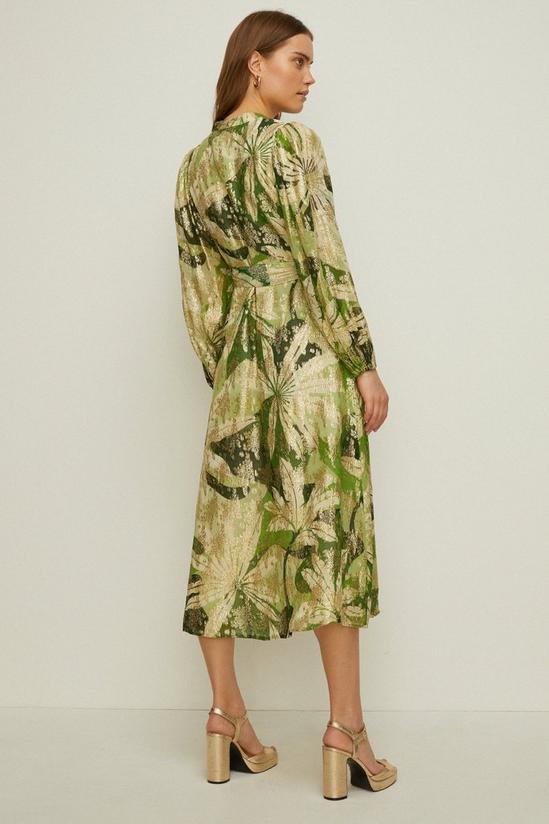 Oasis Rachel Stevens Palm Printed Metallic Dress 3