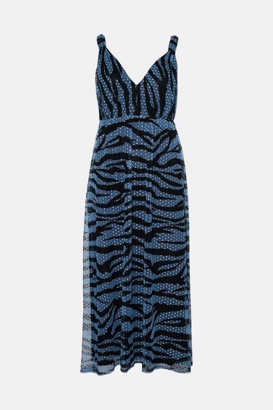 Oasis Dobby Mesh Zebra Knot Strap Midi Dress 4