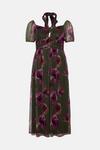 Oasis Dobby Mesh Floral Bardot Tie Neck Midi Dress thumbnail 4