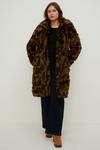 Oasis Plus Size Collared Animal Faux Fur Coat thumbnail 1