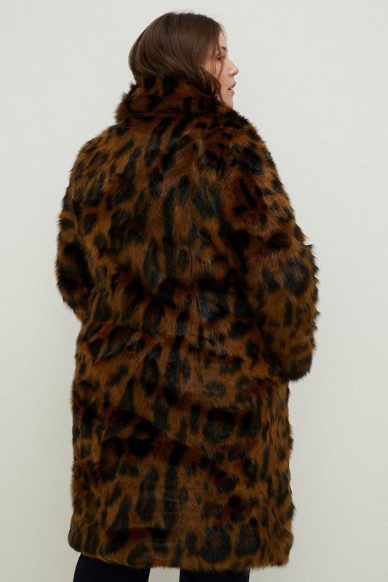 Oasis Plus Size Collared Animal Faux Fur Coat 3