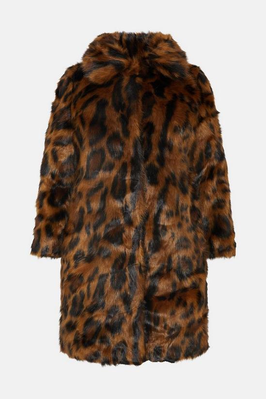 Oasis Plus Size Collared Animal Faux Fur Coat 4