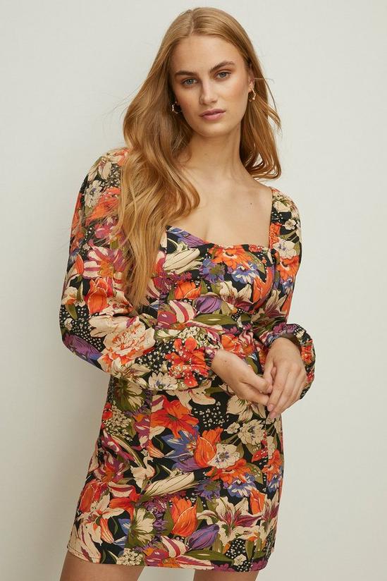 Oasis Belted Floral Printed Square Neck Mini Dress 1