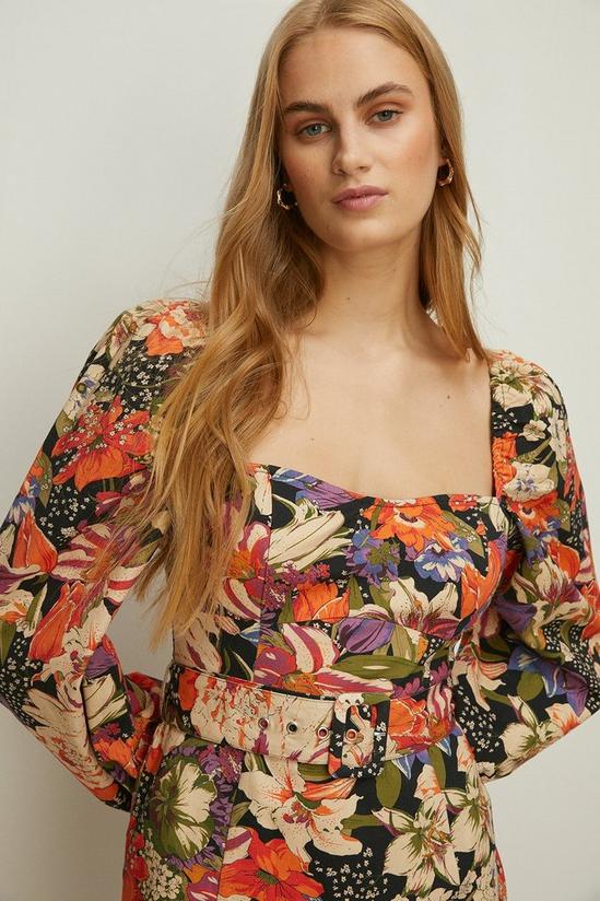 Oasis Belted Floral Printed Square Neck Mini Dress 2