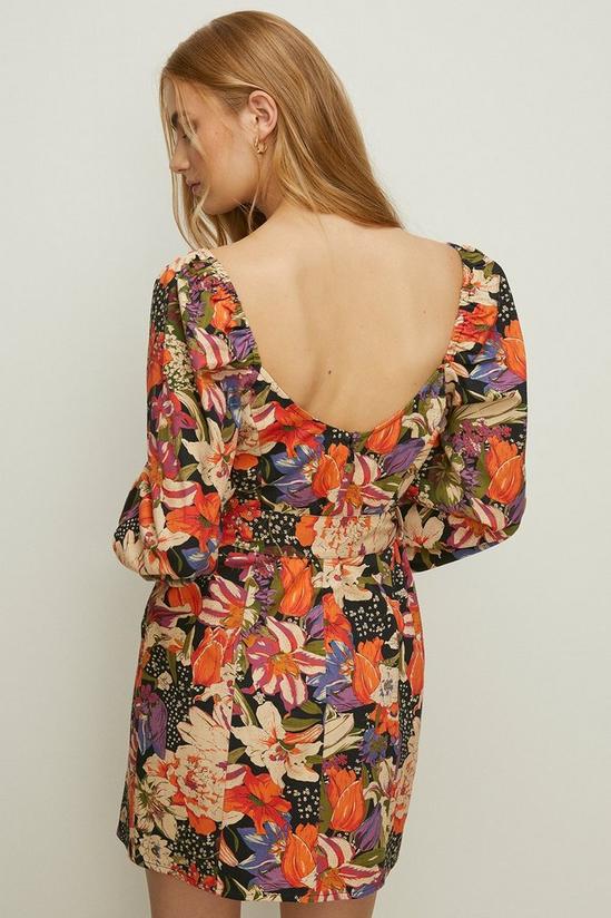 Oasis Belted Floral Printed Square Neck Mini Dress 3