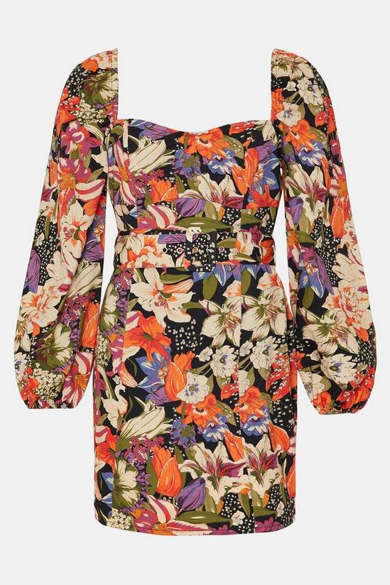 Oasis Belted Floral Printed Square Neck Mini Dress 4