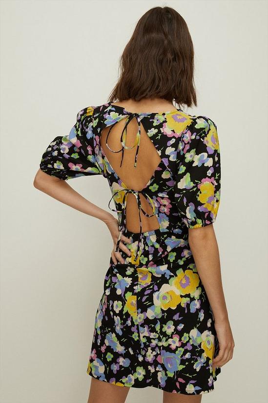Oasis Textured Floral Tie Back Mini Dress 3