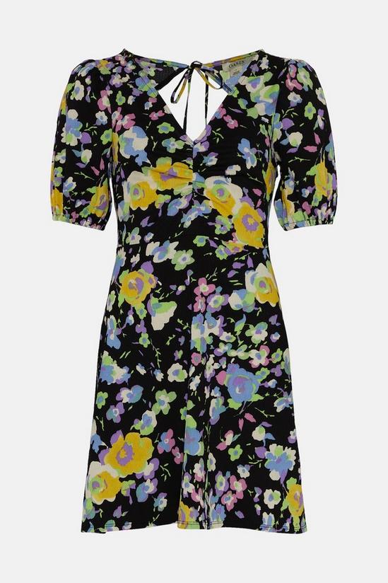 Oasis Textured Floral Tie Back Mini Dress 4