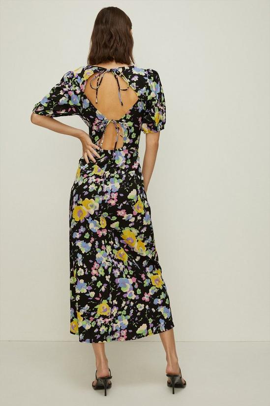 Oasis Textured Floral Printed Tie Back Midi Dress 3