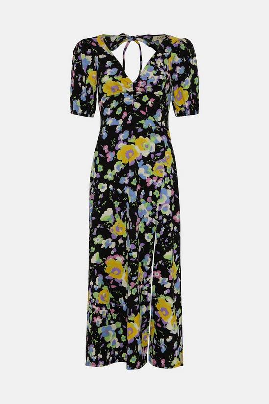 Oasis Textured Floral Printed Tie Back Midi Dress 4