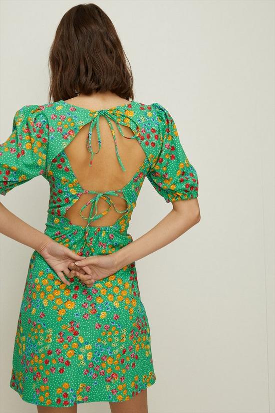 Oasis Petite Textured Floral Tie Back Mini Dress 3