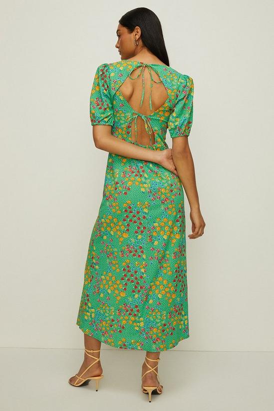 Oasis Petite Textured Floral Tie Back Midi Dress 3