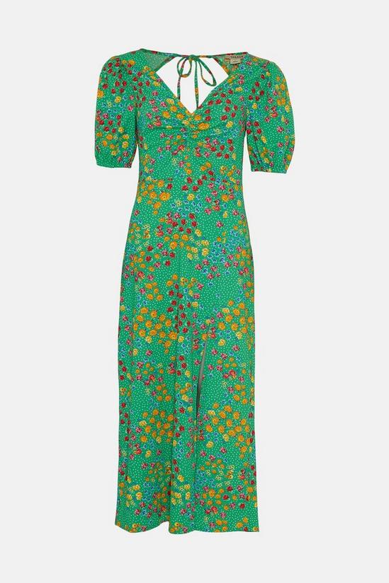 Oasis Petite Textured Floral Tie Back Midi Dress 4