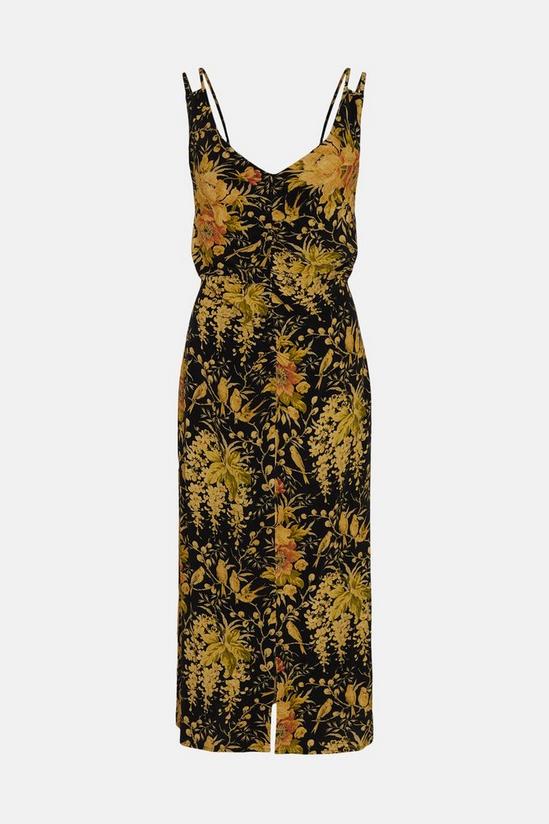 Oasis Bow Floral Printed Ruched Front Dress 4