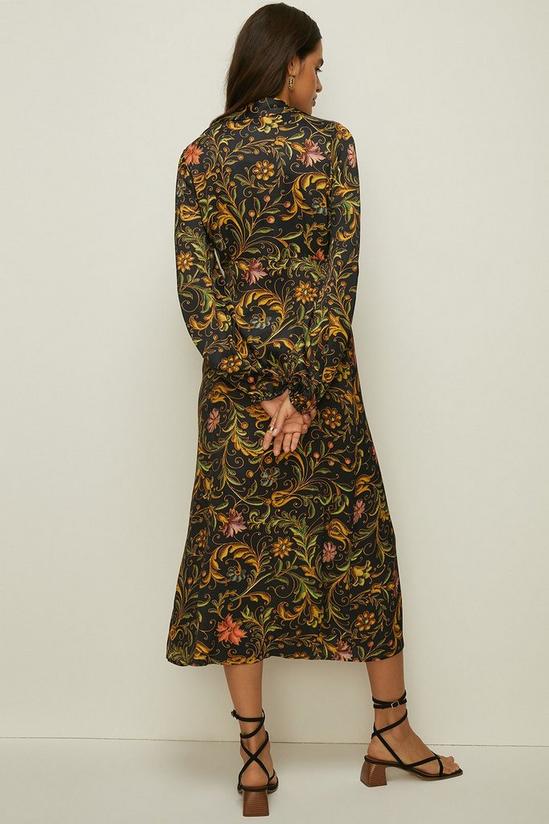 Oasis Swirl Floral Print Tie Front Satin Midi Dress 3
