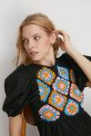 Oasis Crochet Knit Puff Sleeve Poplin Midi Dress thumbnail 2