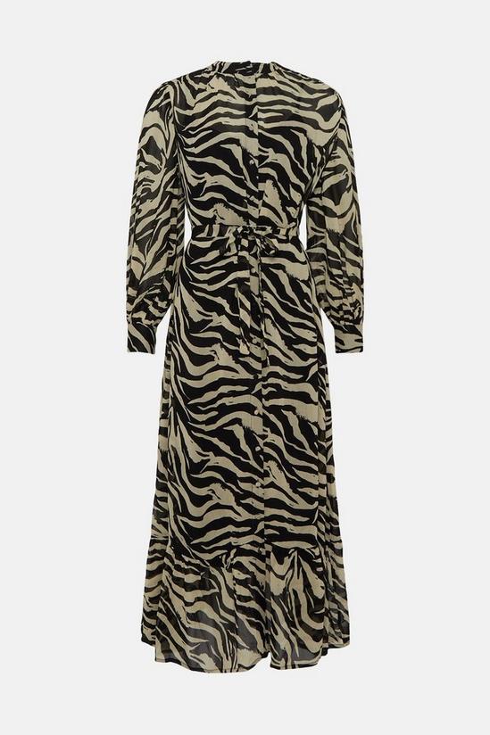 Oasis Zebra Printed Belted Midi Shirt Dress 4