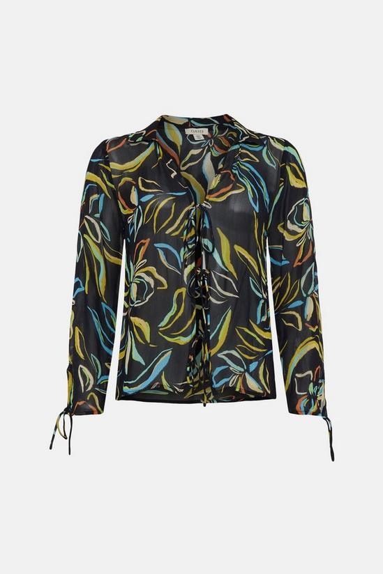 Oasis Tie Detail Leafy Floral Printed Shirt 4