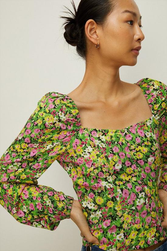 Oasis Ditsy Floral Button Front Top 2