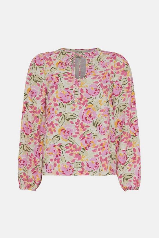 Oasis Sketchy Floral Printed Woven Keyhole Top 4