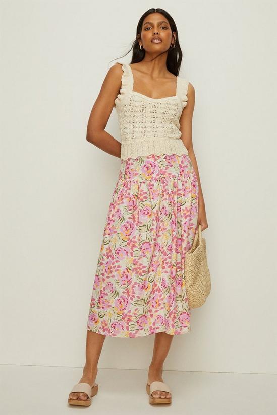 Oasis Sketchy Floral Printed Tiered Midi Skirt 2