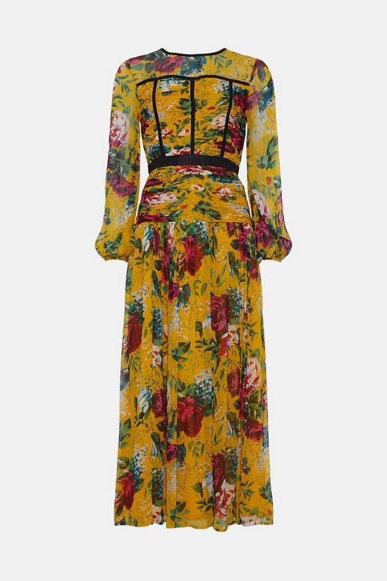 Oasis Corset Ruched Floral Chiffon Maxi Dress 5