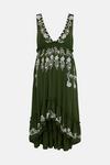 Oasis Mirrored Embroidered Plunge Dip Hem Dress thumbnail 4