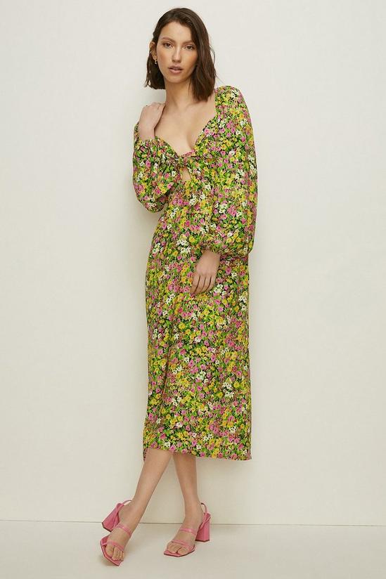 Oasis Ditsy Floral Tie Front Midi Dress 2