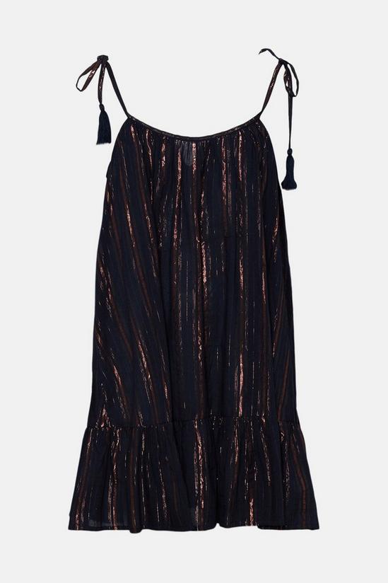 Oasis Metallic Stripe Tassle Mini Beach Dress 4