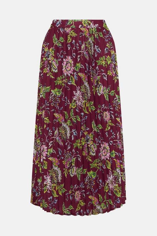 Oasis Petite Berry Floral Printed Pleated Skirt 4