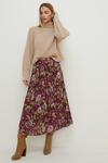 Oasis Berry Floral Printed Pleated Midi Skirt thumbnail 1