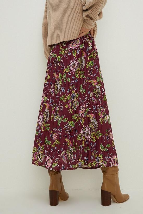 Oasis Berry Floral Printed Pleated Midi Skirt 3