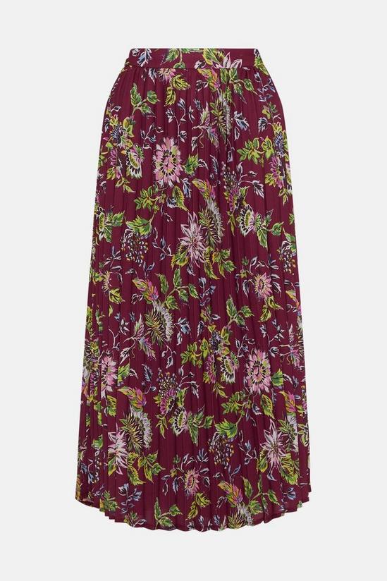 Oasis Berry Floral Printed Pleated Midi Skirt 4