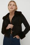 Oasis Rachel Stevens Suede And Faux Fur Cropped Jacket thumbnail 2