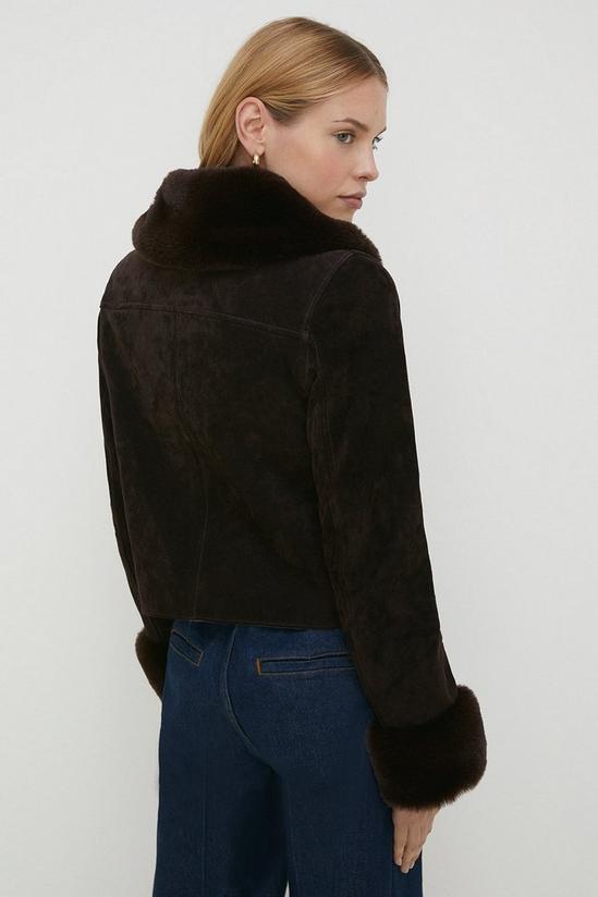 Oasis Rachel Stevens Suede And Faux Fur Cropped Jacket 4