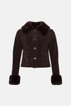 Oasis Rachel Stevens Suede And Faux Fur Cropped Jacket thumbnail 5