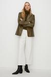 Oasis Relaxed Olive Leather Blazer thumbnail 1