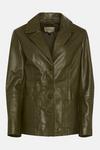 Oasis Relaxed Olive Leather Blazer thumbnail 4