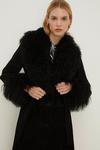 Oasis Rachel Stevens Real Suede Mongolian Fur Wrap Coat thumbnail 3