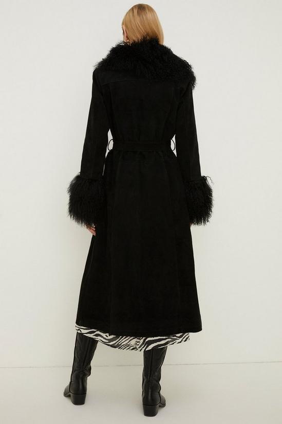 Oasis Rachel Stevens Real Suede Mongolian Fur Wrap Coat 4