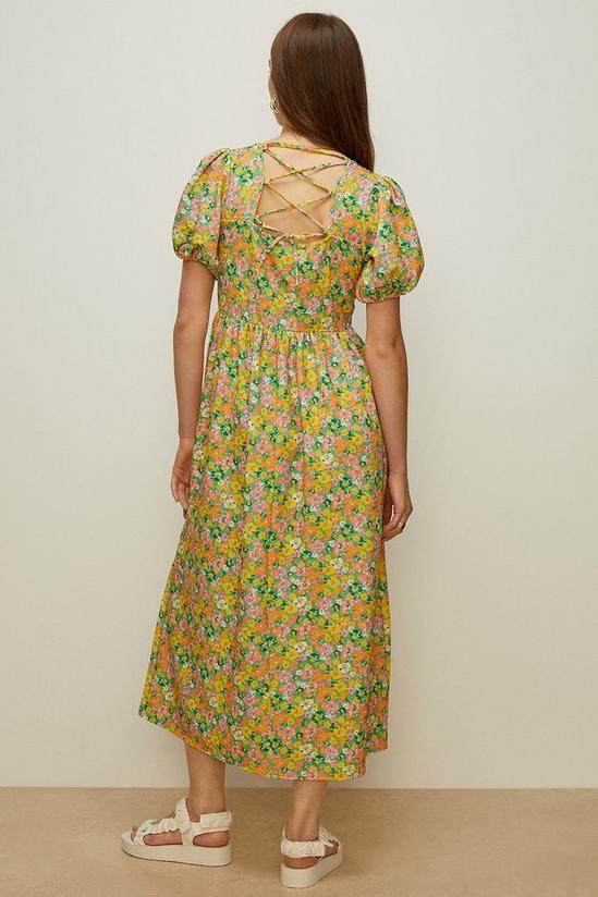 Oasis Textured Floral Print Cross Back Midi Dress 3