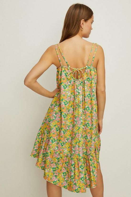 Oasis Textured Floral Print Tie Back Mini Dress 3